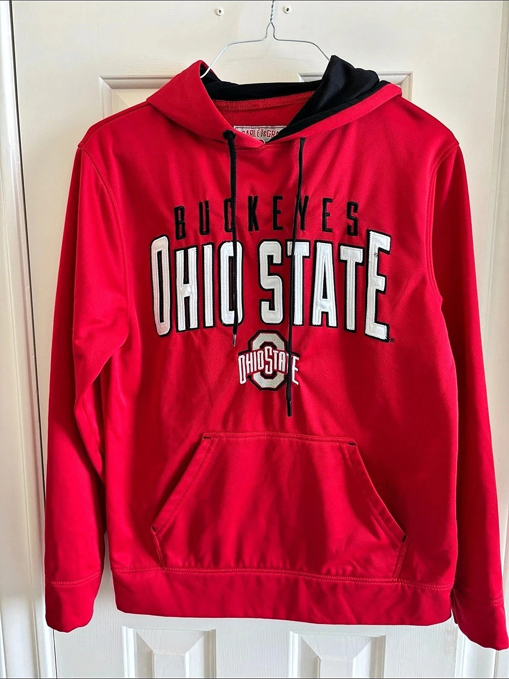 Scarlet & Gray Ohio State Buckeyes Appliqué Pullover Hoodie Red & Black Small